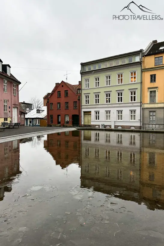 Eine Häuserzeile in der Straße Damstredet in Oslo