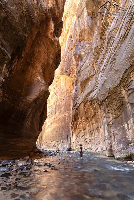 A lonely hiker in a canyon