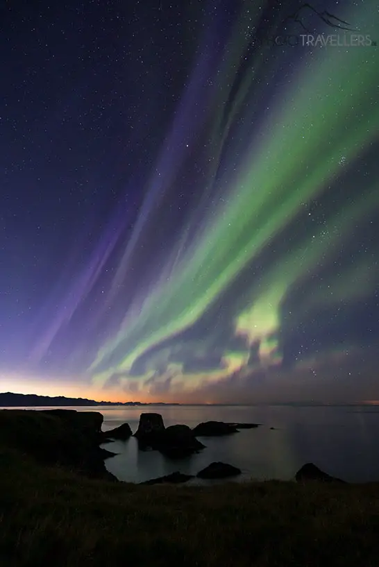 Northern lights over the coast of Arnarstapi