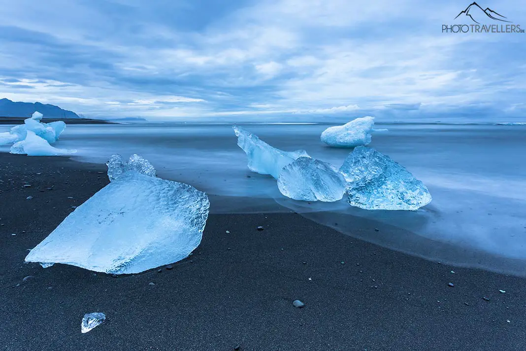 Chunks of ice on Diamond Beach in Iceland