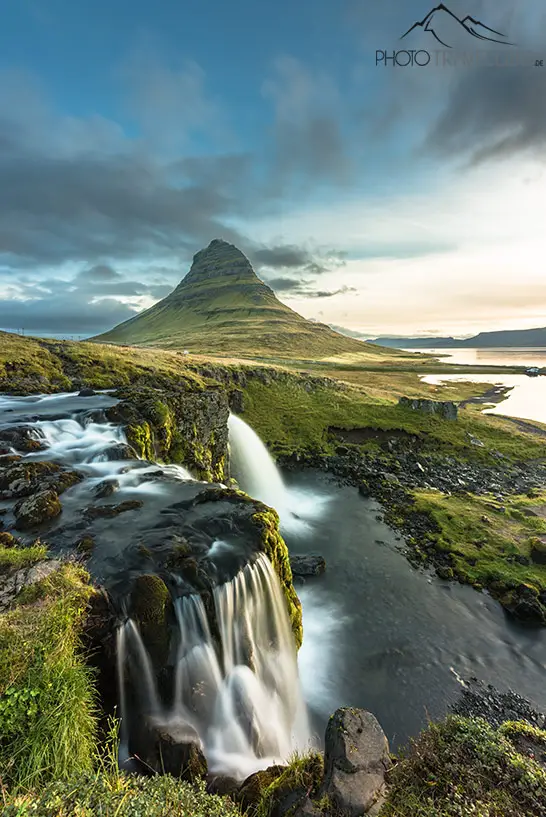 Kirkjufell mountain with the waterfall in the foreground