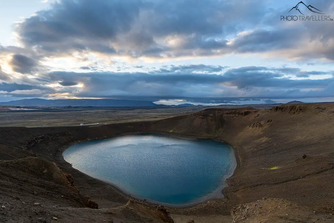 The Víti crater lake in Iceland in the evening light