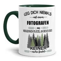 Eine Tasse mit einem lustigen Fotografen-Spruch