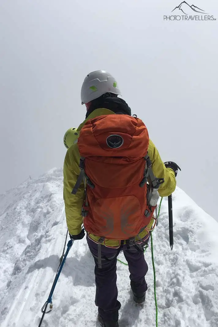 Biggi beim Abstieg über den Grat Aiguille du Midi in Chamonix