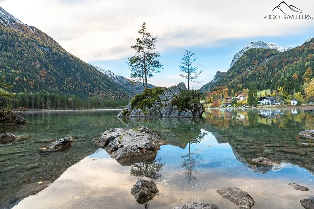 Der Blick über den Hintersee in Bayern, aufgenommen mit 20 Millimeter Brennweite an einer Vollformat-Kamera