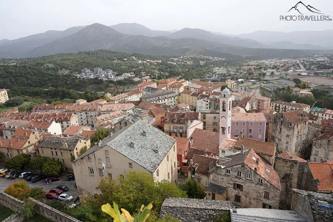 The view from the citadel over Corte in Corsica