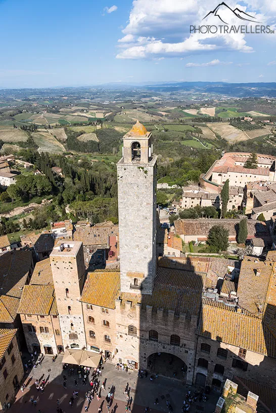 Der Blick vom Torre Grossa auf den Torre Rognosa in San Gimignano