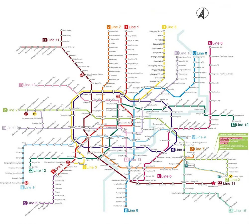 Netzplan U-Bahn Shanghai