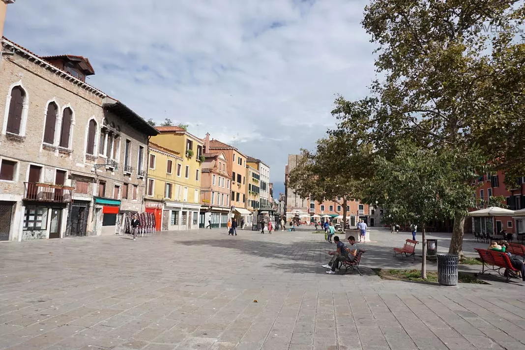 The Campo Santa Margherita with some local people and small houses