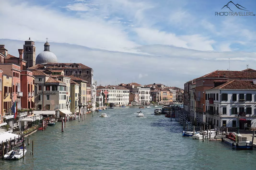 View to the Grand Canal of Venice with its beautiful boats and houses