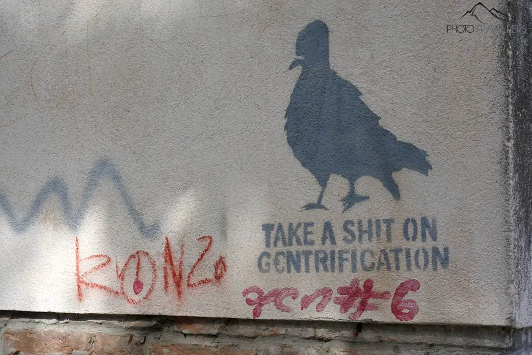 Gentrifizierung Graffiti in Venedig