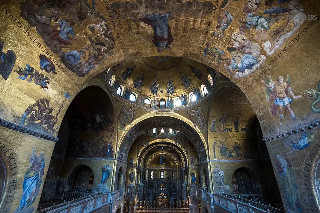 Golden mosaics in St. Mark's Basilica in Venice

