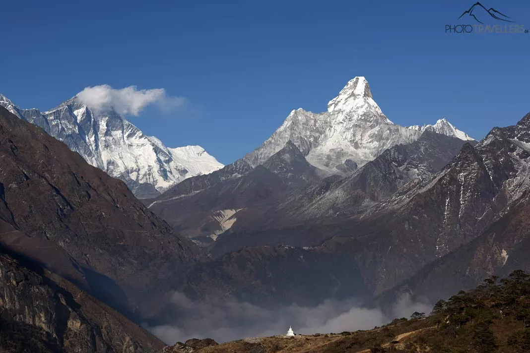 Blick auf Mount Everest, Lhotse und Ama Dablam