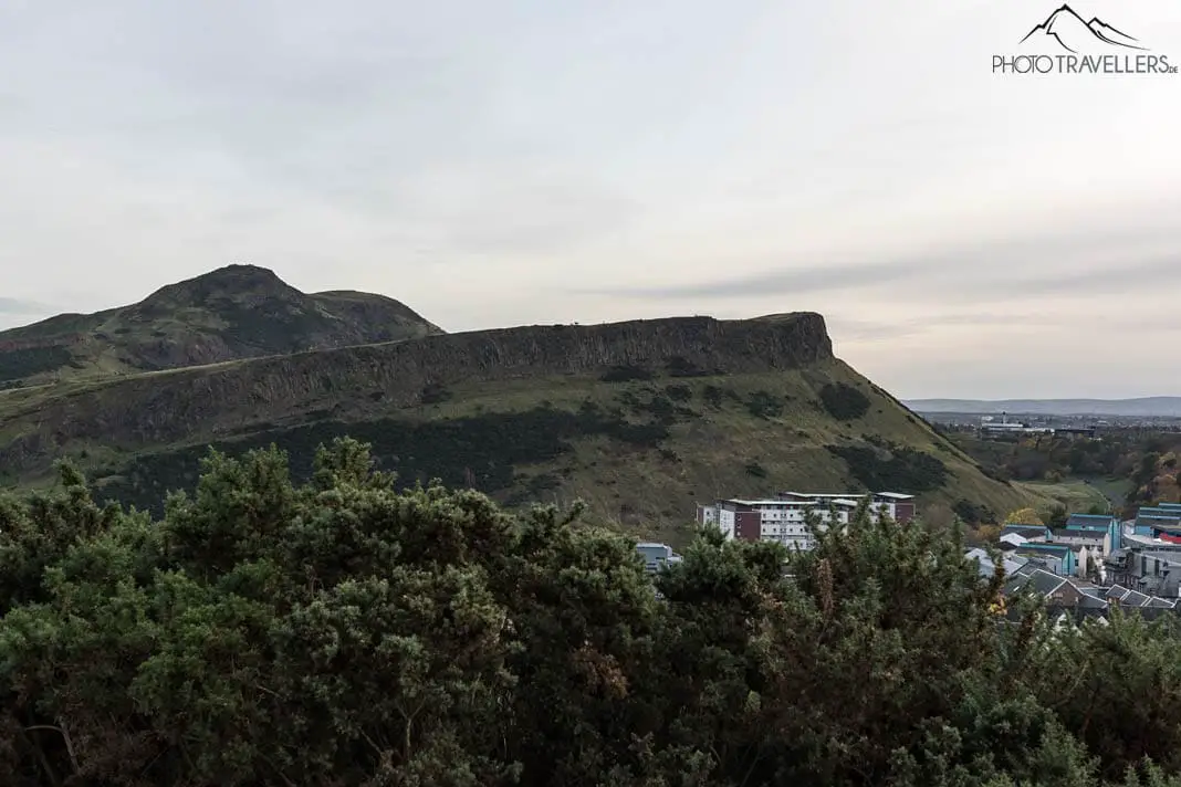view to the impressive Arthur’s Seat with it's green grass