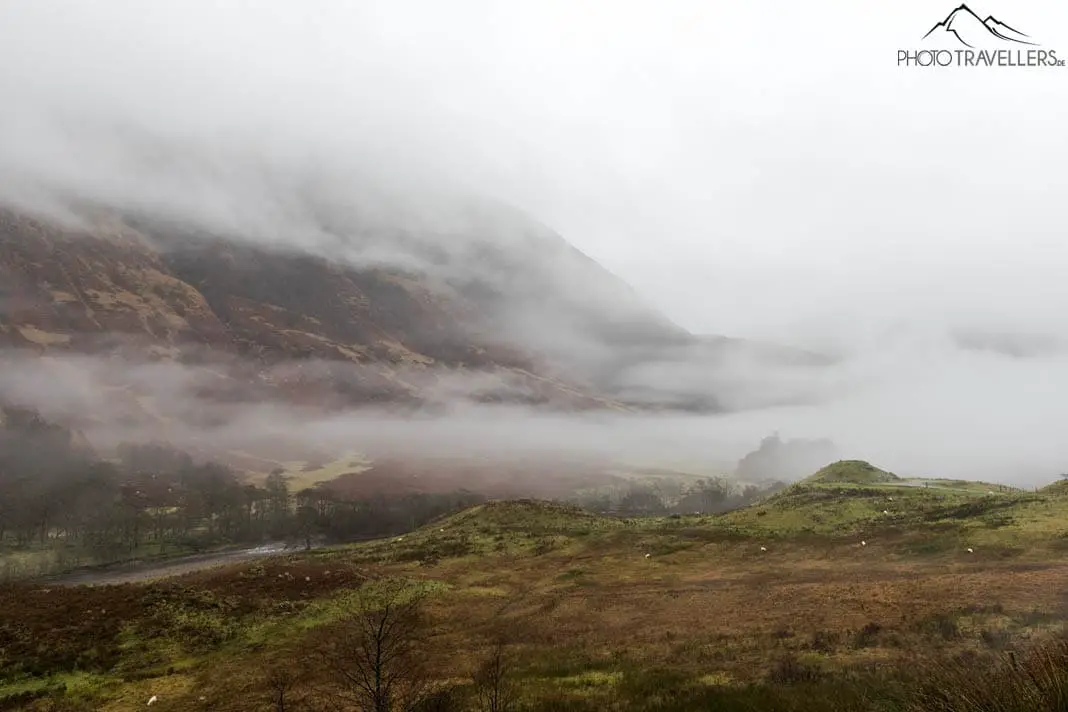 Nebel im Tal Glen Nevis