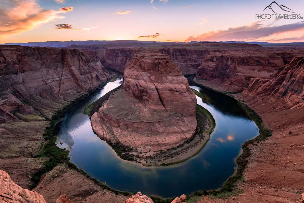 The Horseshoe Bend in Arizona in the evening