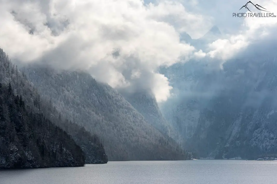 The Königssee in winter with snow