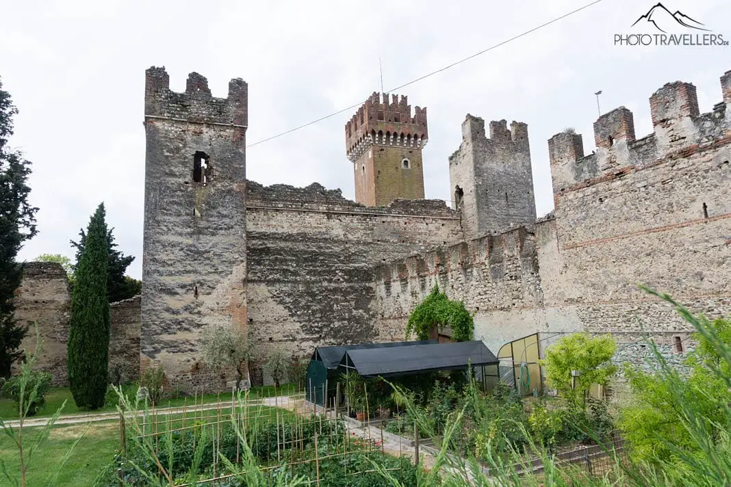 The ancient walls of Lazise with the high towers