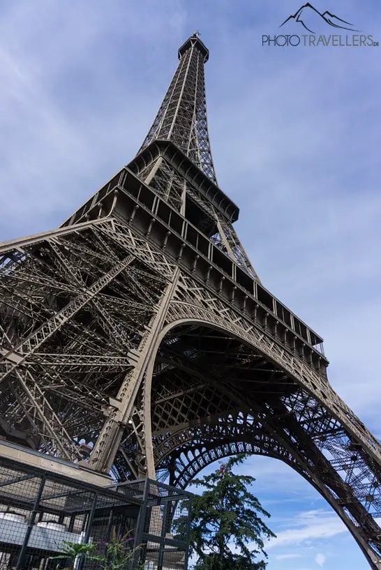 This is the view of the Eiffel Tower when you stand in front of it
