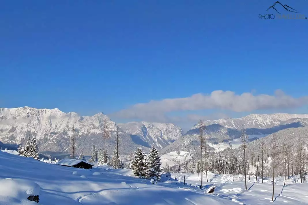 The Stubenalm in winter with lots of snow