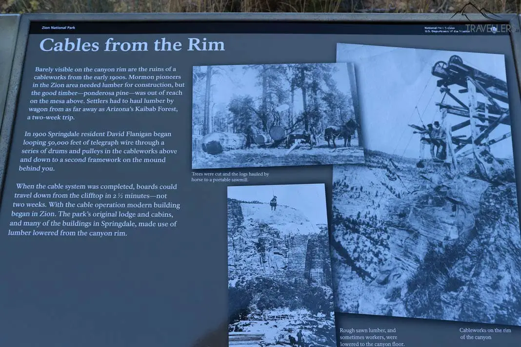 Schild über Geschichte im Zion Nationalpark