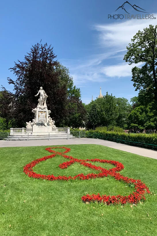 Das Mozartdenkmal im Burggarten in Wien