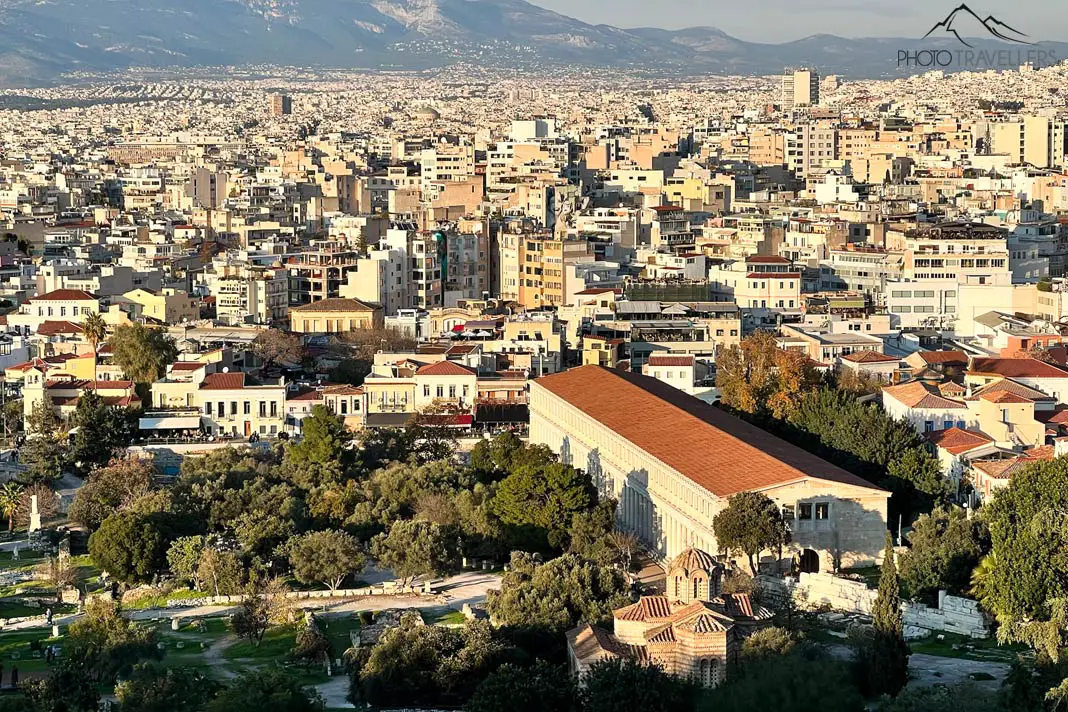 Der Blick vom Areopag auf die Antike Agora in Athen
