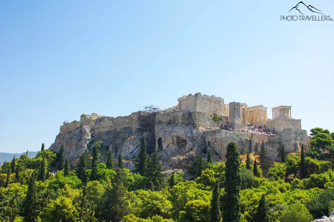 View of the Acropolis vom Aeropag Aussichtspunkt aus