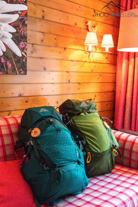 Unser Gepäck auf dem Alpe Adria Trail besteht aus zwei Wanderrucksäcken