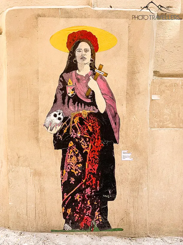 Die Heilige Santa Rosalia als Graffiti