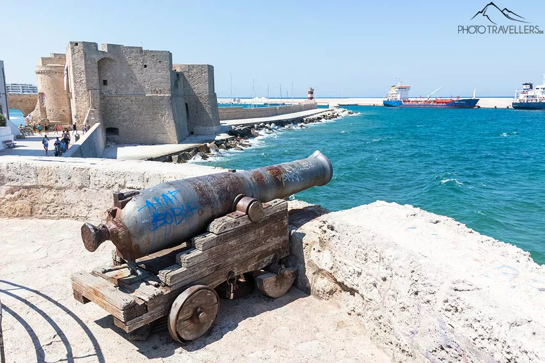 Kanonen auf der mächtigen Stadtmauer Monopolis