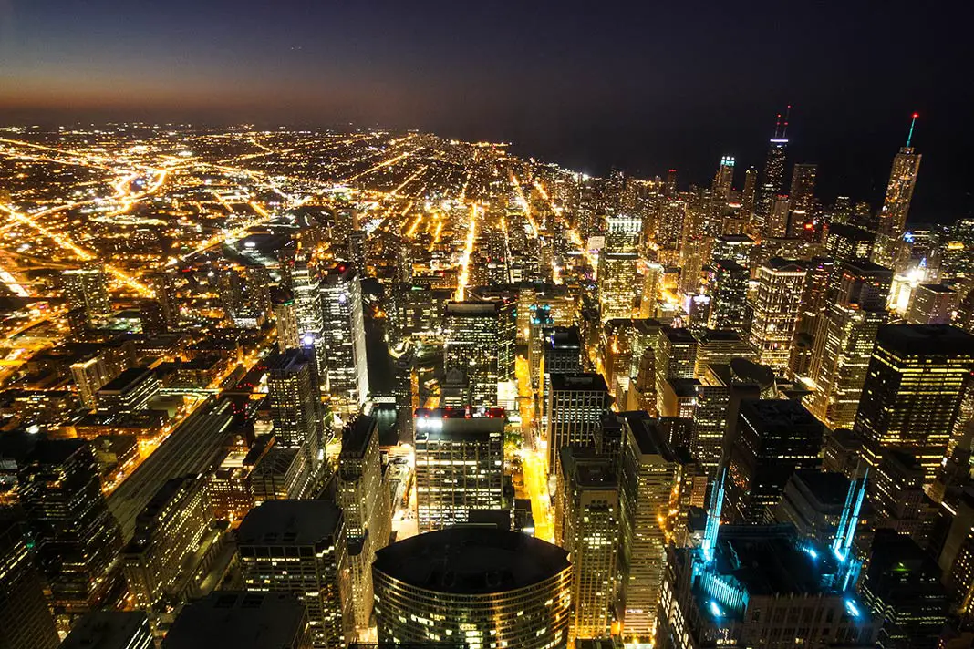 View from the Sears Tower at night