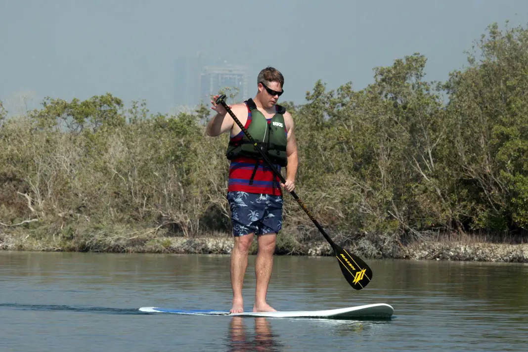 Mit dem Stand-up-Paddling auf dem Mangroven-Fluss