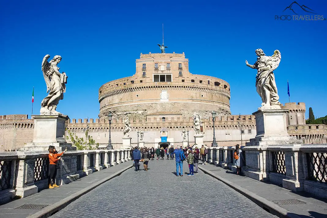 View of the Bridge of Angels and Castel Sant'Angelo with the Archangel Michael
