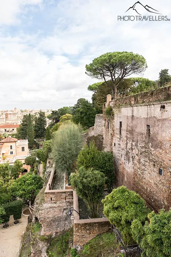 The view of a wall from the Aventine viewing terrace