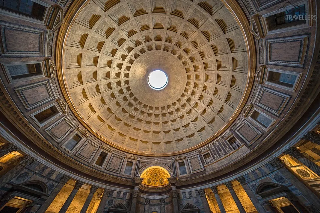 The dome of the Pantheon in Rome from the inside