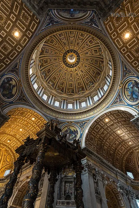 The view from below into the dome of St. Peter's Basilica