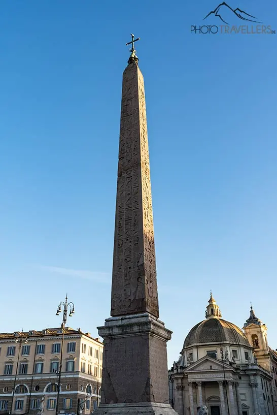 Der Obelisco Flaminio auf der Piazza del Popolo in Rom