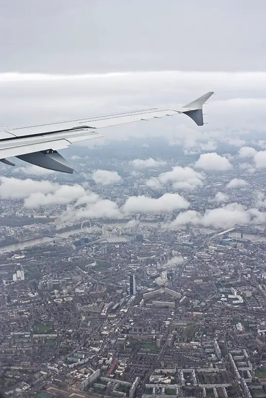 Blick aus dem Flugzeug auf London