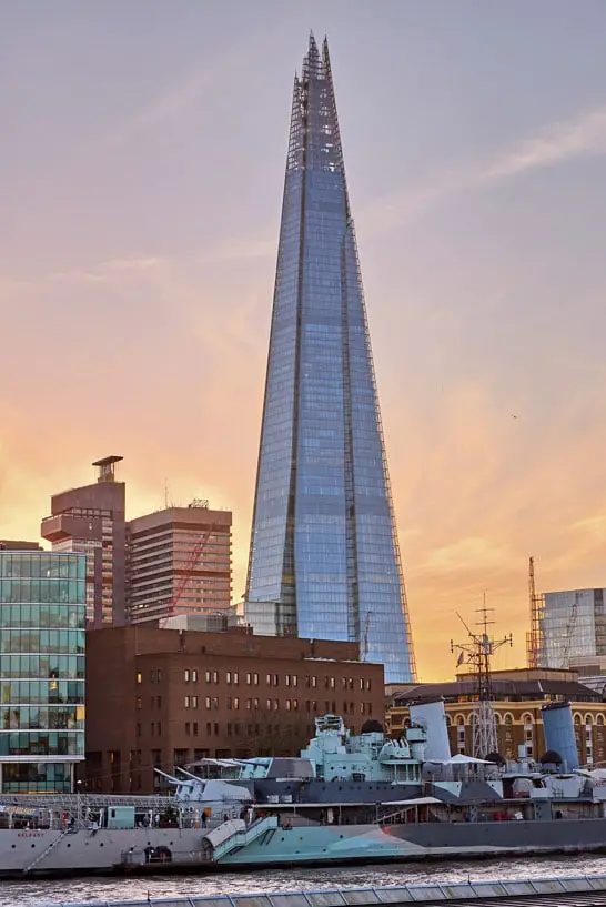 The famous skyscraper "The Shard" in the evening light