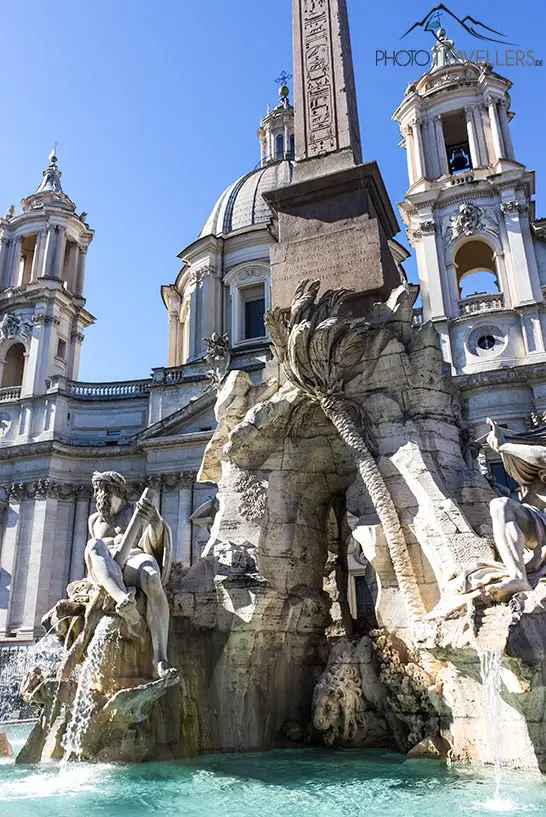 The Fountain of the Four Streams and the Church of Sant'Agnese in Agone in Piazza Navona