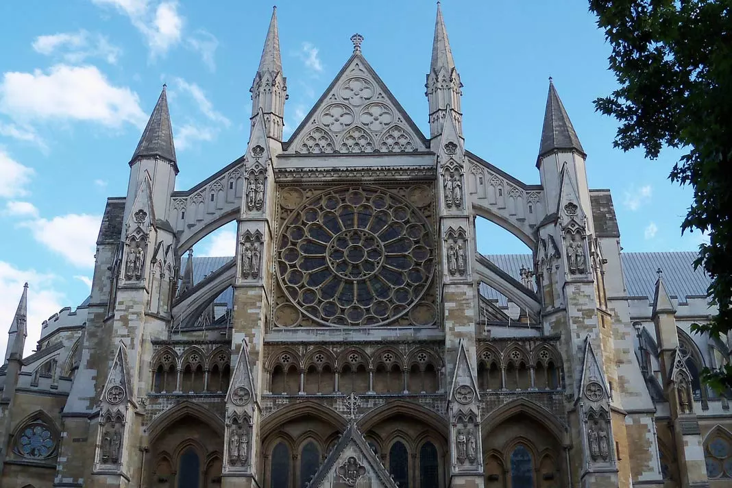 view to the magic and impressive facade of Westminster Abbey