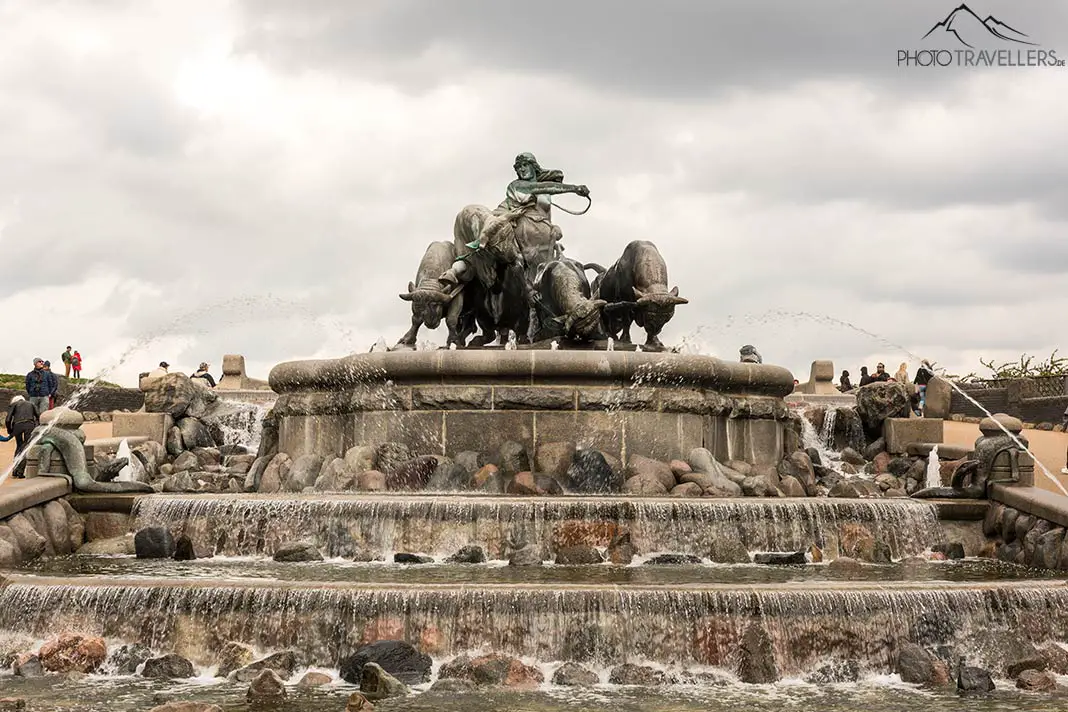 View of the Gefion fountain with impressive statues on it