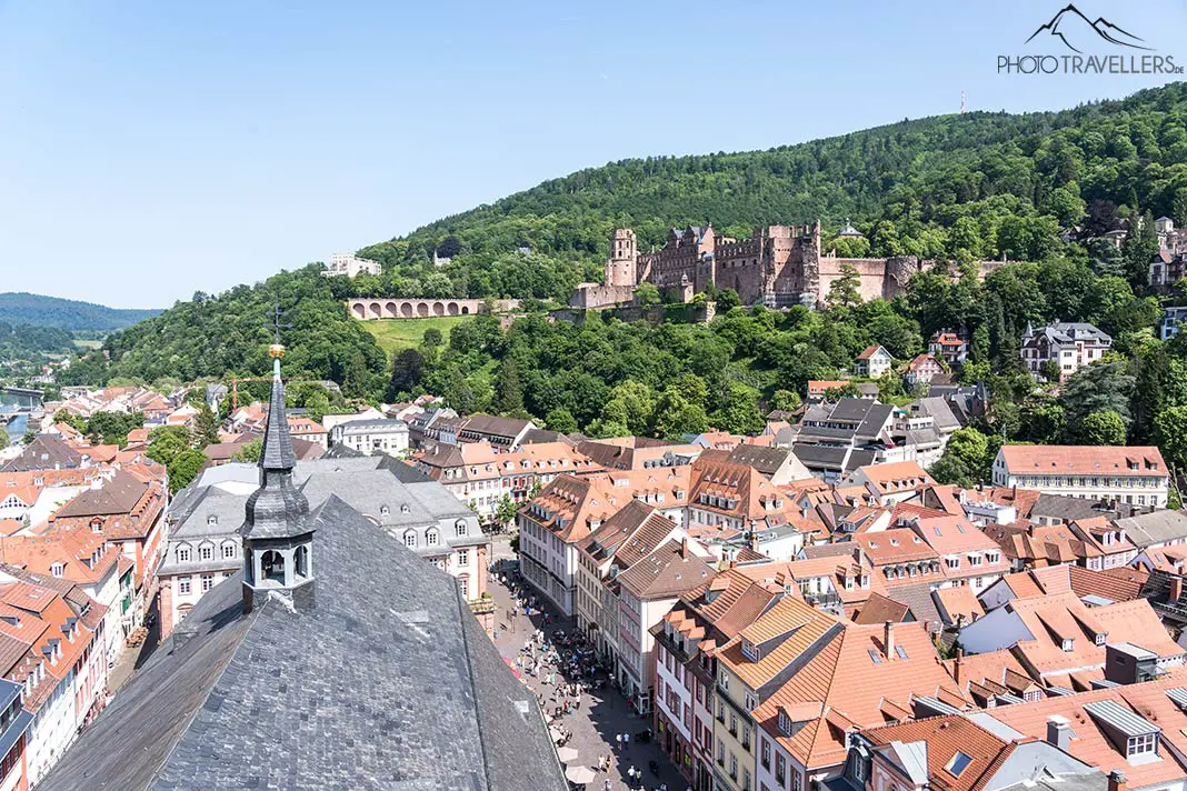 Der Blick von der Heiliggeistkirche über Heidelberg