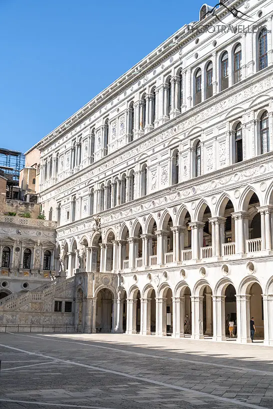 The inner courtyard of the Doge's Palace with the famous staircase in the background