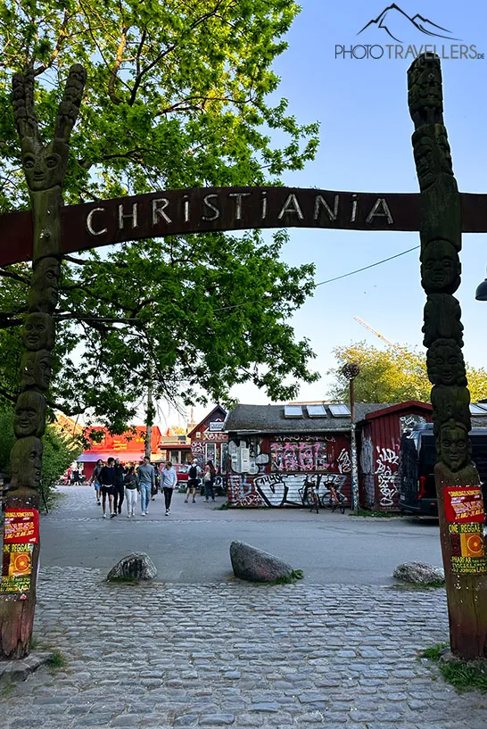 Der Eingang zur Freistadt Christiania in Kopenhagen