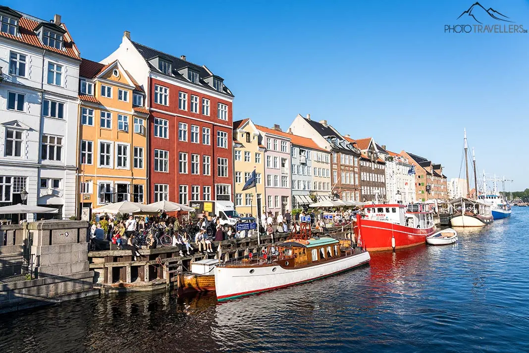 The New Harbor in Copenhagen with colorful ships on the shore