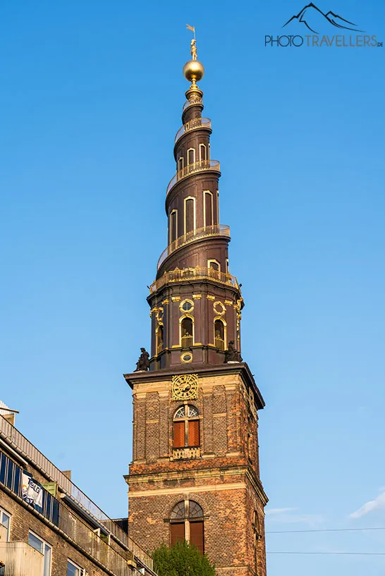 The spire of the Church of the Redeemer in Copenhagen