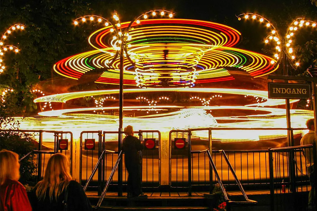 Fast ride in Tivoli amusement park