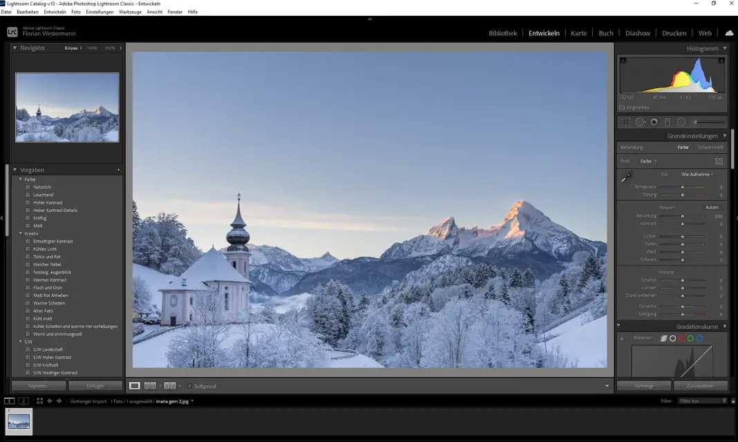 Screenshot von Adobe Lightroom